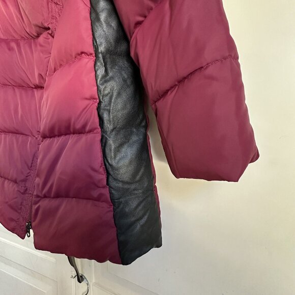 Vince Puffer Coat Jacket Girls 4 Asymmetrical Red Rosewood Down Winter Jacket - Picture 3 of 9